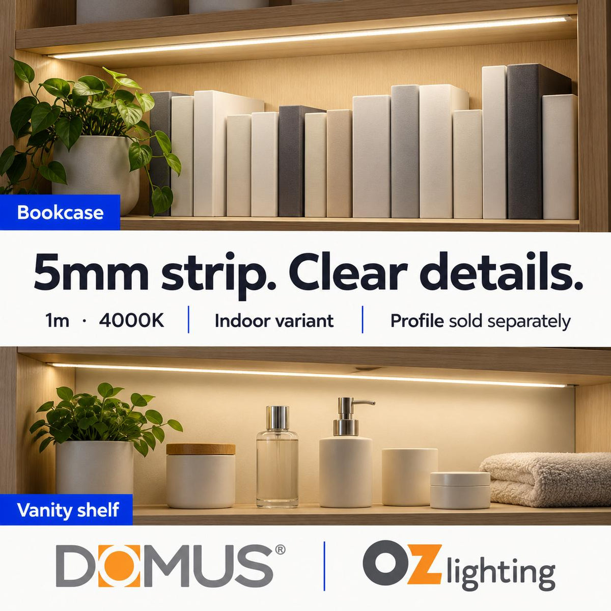 Domus PLEX Micro 1 Metre 8W/m Neutral White Strip and Driver Bundle-Domus Lighting-Ozlighting.com.au