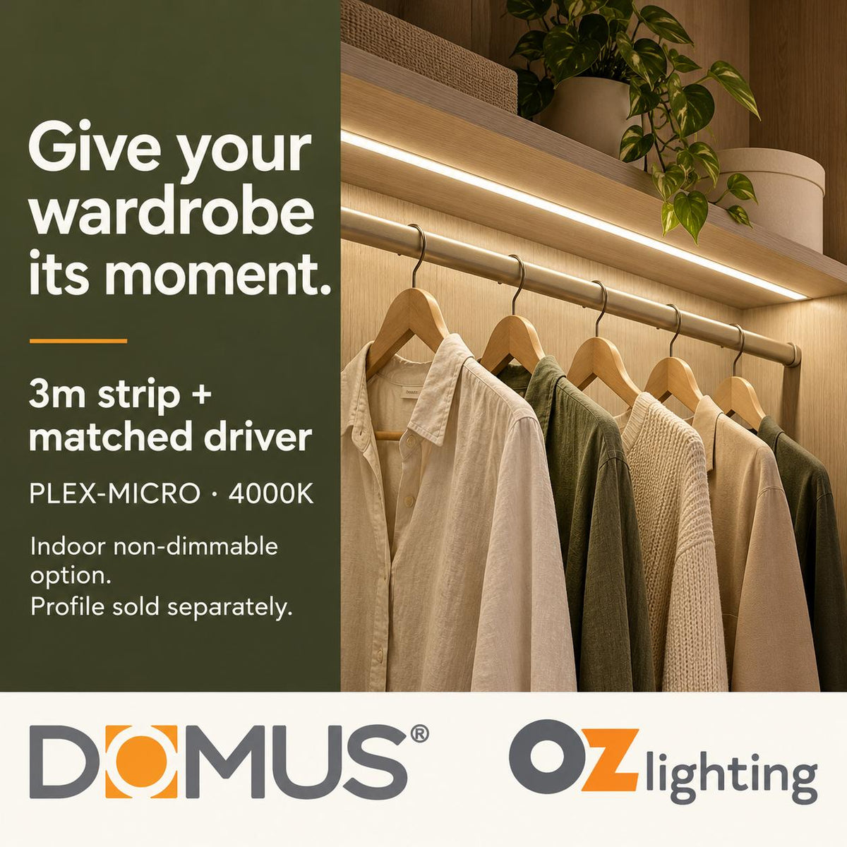 Domus PLEX Micro 3 Metre 8W/m Neutral White Strip and Driver Bundle-Domus Lighting-Ozlighting.com.au