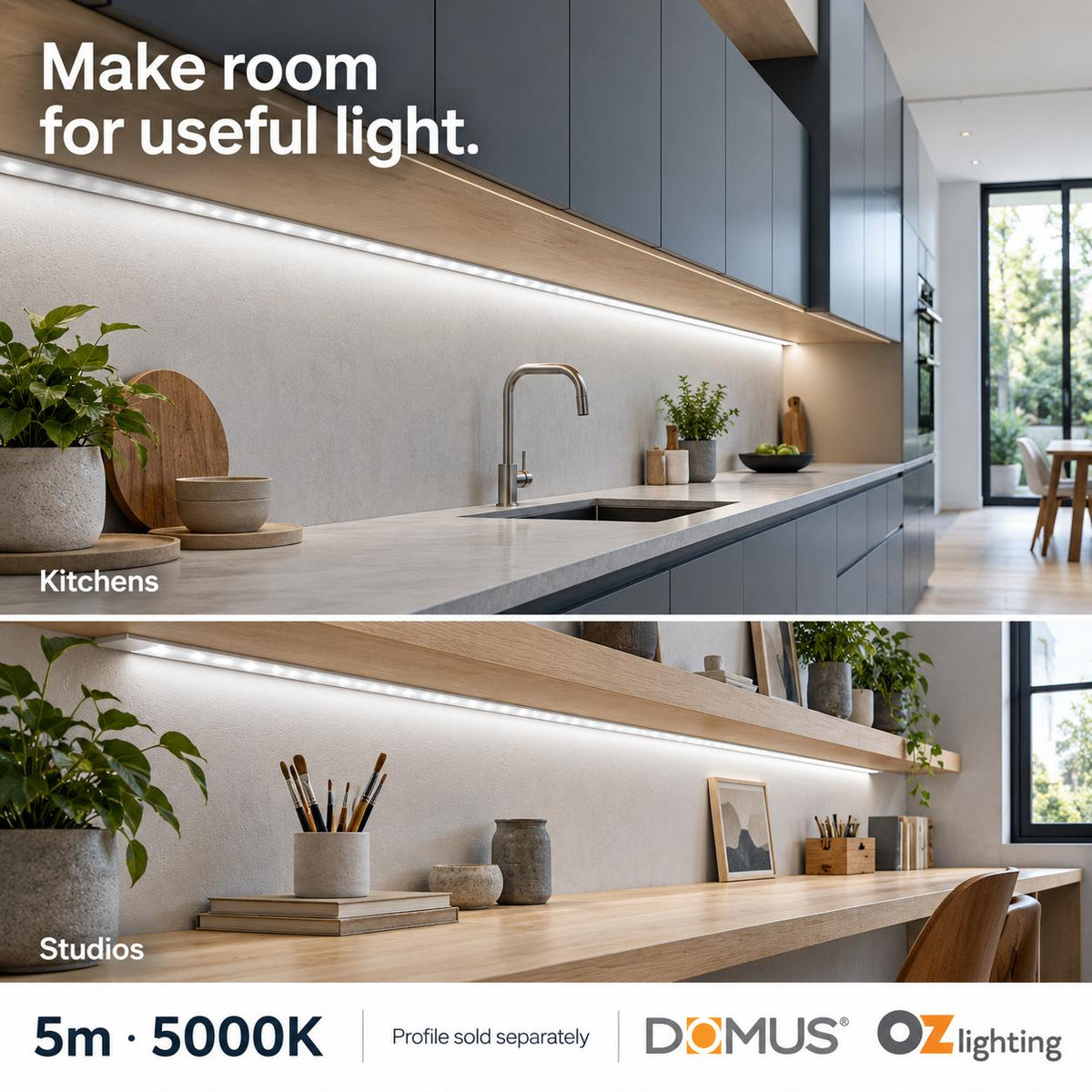 Domus PLEX Micro 5 Metre 8W/m Cool White Strip and Driver Bundle-Domus Lighting-Ozlighting.com.au