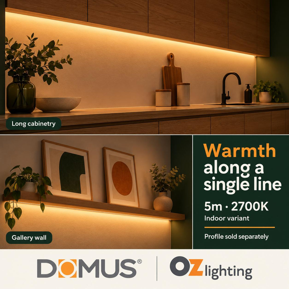 Domus PLEX Micro 5 Metre 8W/m Extra Warm White Strip and Driver Bundle-Domus Lighting-Ozlighting.com.au