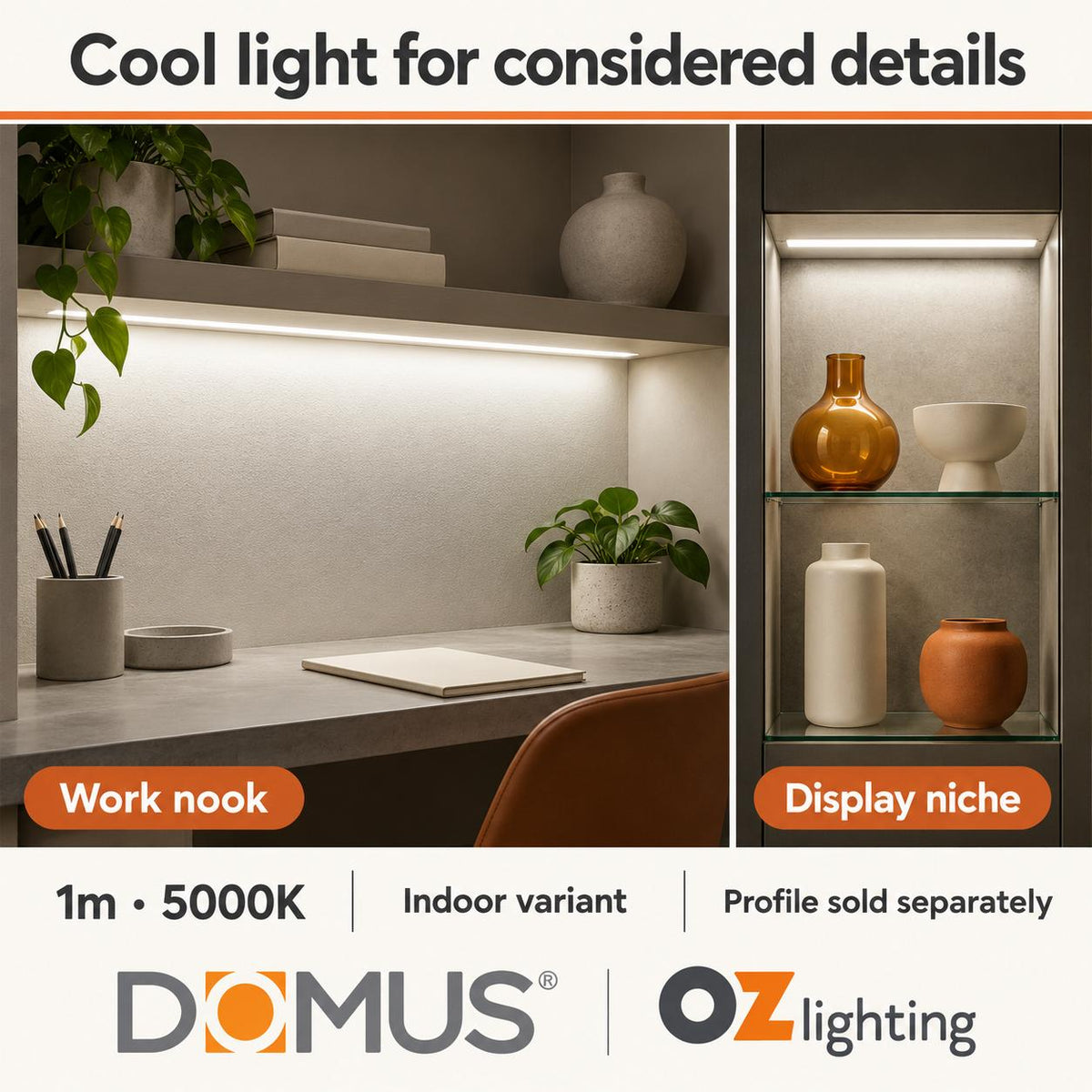 Domus PLEX Ultra 1 Metre 10W/m Cool White Strip and Driver Bundle-Domus Lighting-Ozlighting.com.au