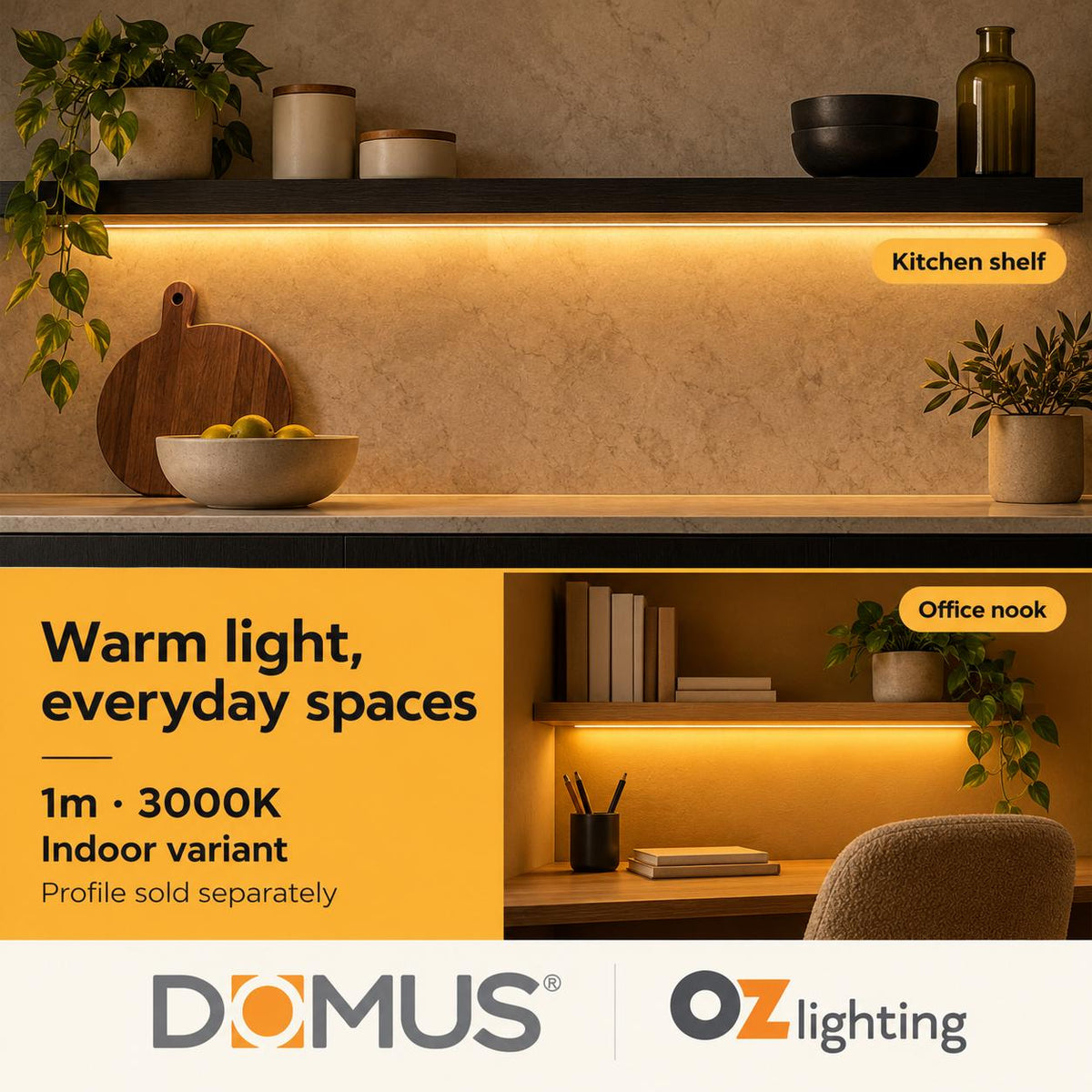 Domus PLEX Ultra 1 Metre 10W/m Warm White Strip and Driver Bundle-Domus Lighting-Ozlighting.com.au