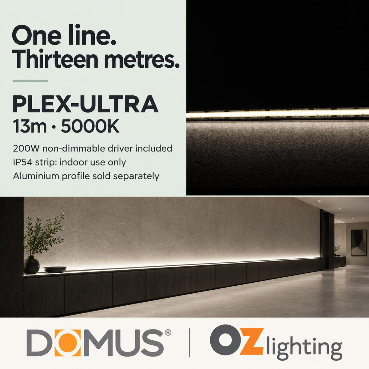 Domus PLEX Ultra 13 Metre 10W/m Cool White Strip and Driver Bundle-Domus Lighting-Ozlighting.com.au