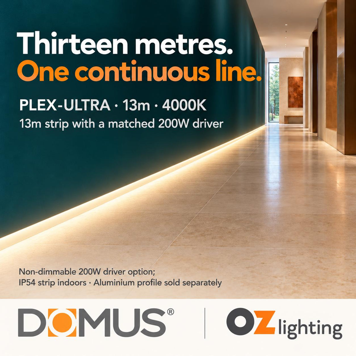 Domus PLEX Ultra 13 Metre 10W/m Neutral White Strip and Driver Bundle-Domus Lighting-Ozlighting.com.au