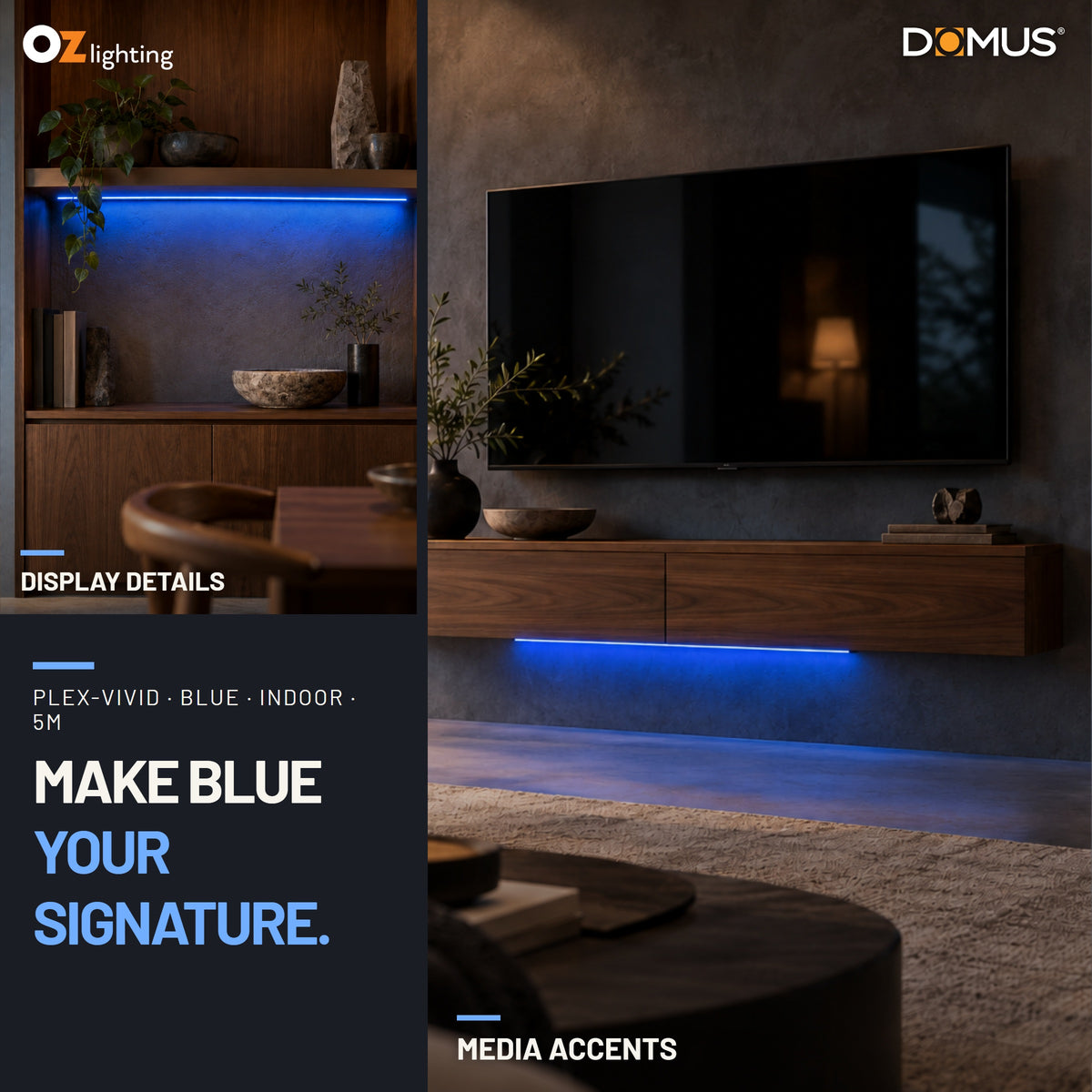 Domus PLEX Vivid 5 Metre 15W/m Blue Strip and Driver Bundle-Domus Lighting-Ozlighting.com.au