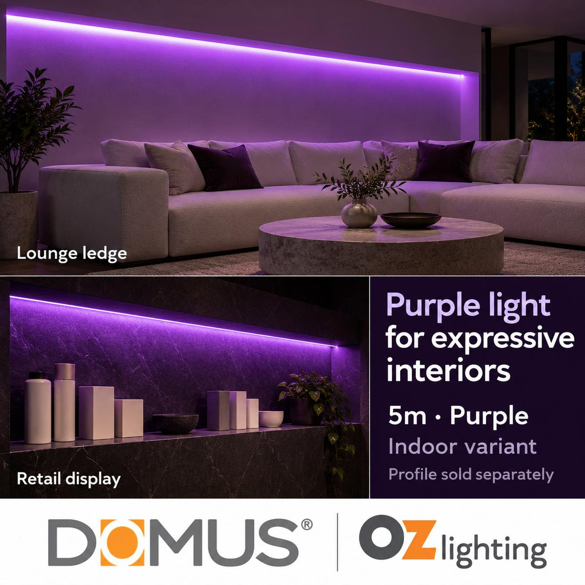 Domus PLEX Vivid 5 Metre 15W/m Purple Outdoor Strip and Driver Bundle-Domus Lighting-Ozlighting.com.au