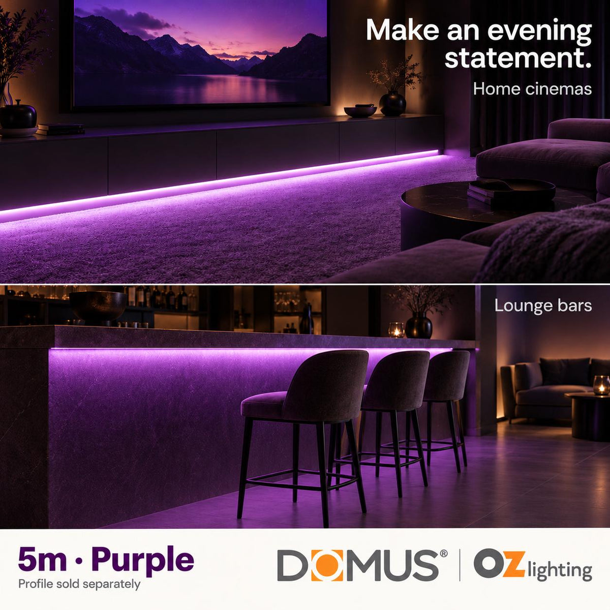 Domus PLEX Vivid 5 Metre 15W/m Purple Strip and Driver Bundle-Domus Lighting-Ozlighting.com.au