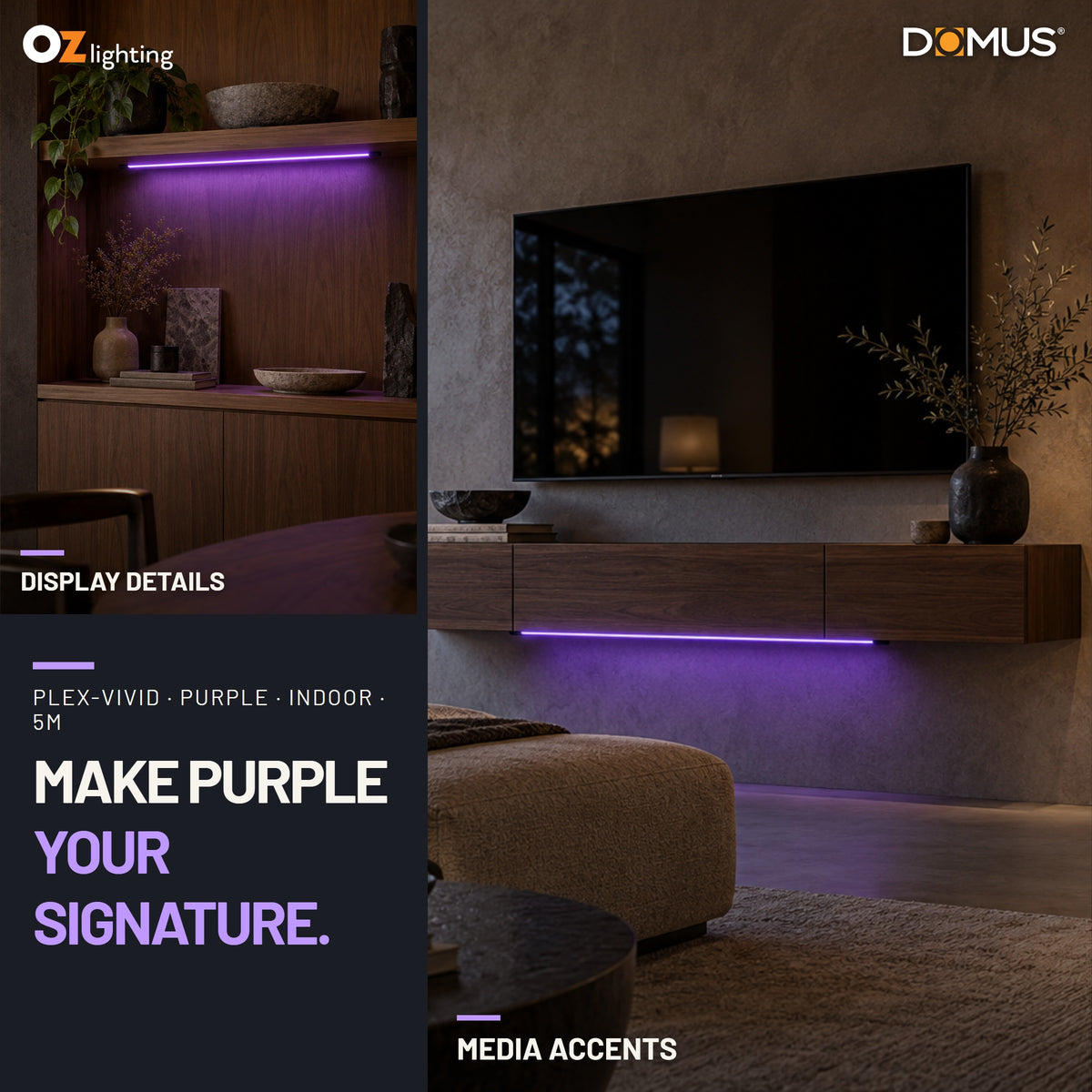 Domus PLEX Vivid 5 Metre 15W/m Purple Strip and Driver Bundle-Domus Lighting-Ozlighting.com.au