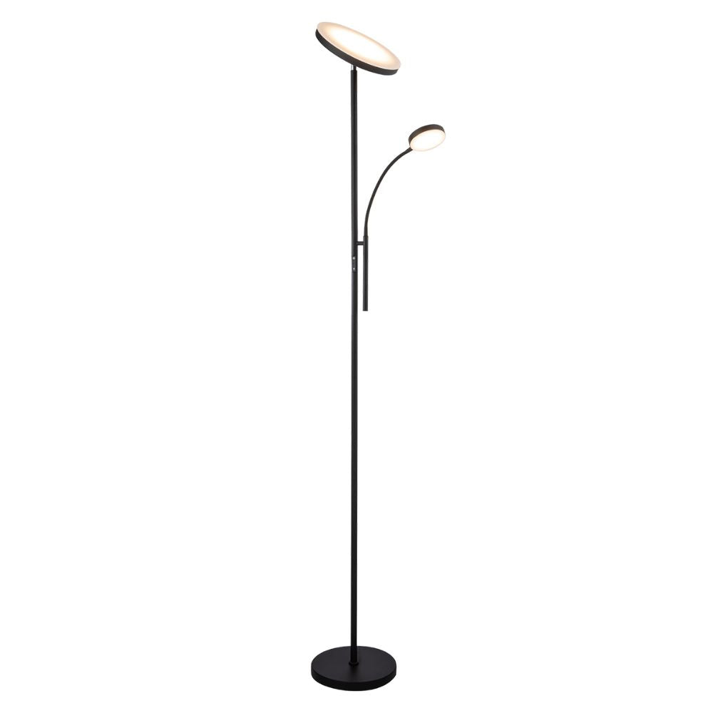Domus SAMSON LED Floor Lamp - 30W+5W, 4-CCT, Push Dimmable, Black-Domus Lighting-Ozlighting.com.au