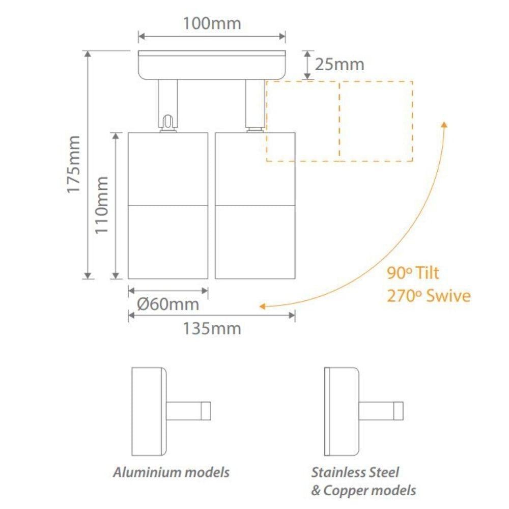 Domus SHADOW-2-ADJ - 2x6W 3-CCT MR16 12V Exterior Adjustable LED Spotlight IP65 DRIVER REQUIRED-Domus Lighting-Ozlighting.com.au
