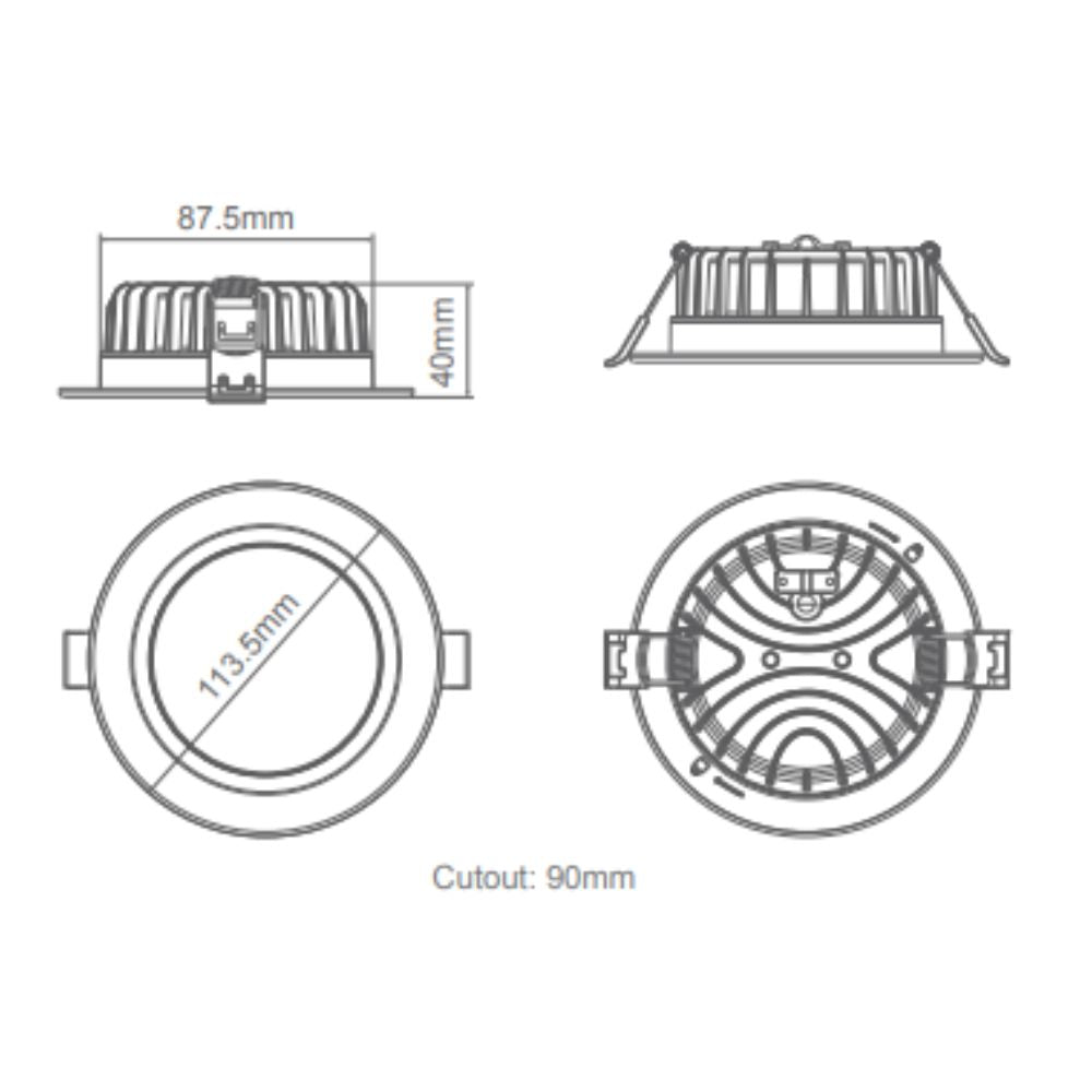 Domus TACK-8 LED Downlight - 8W, Tri-Colour, Dimmable, IP44, Deep Face-Domus Lighting-Ozlighting.com.au