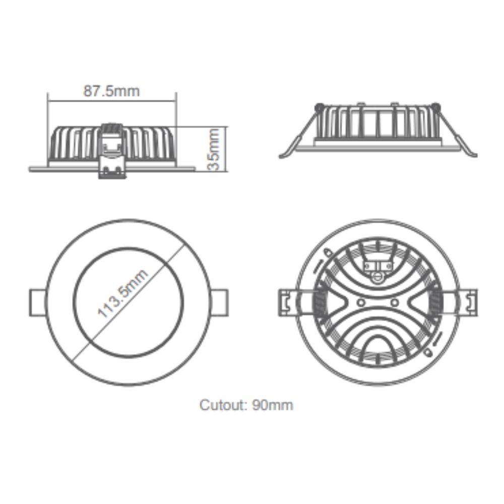 Domus TICK-8 LED Downlight - 8W, Tri-Colour, Dimmable, IP44, Flat Face-Domus Lighting-Ozlighting.com.au
