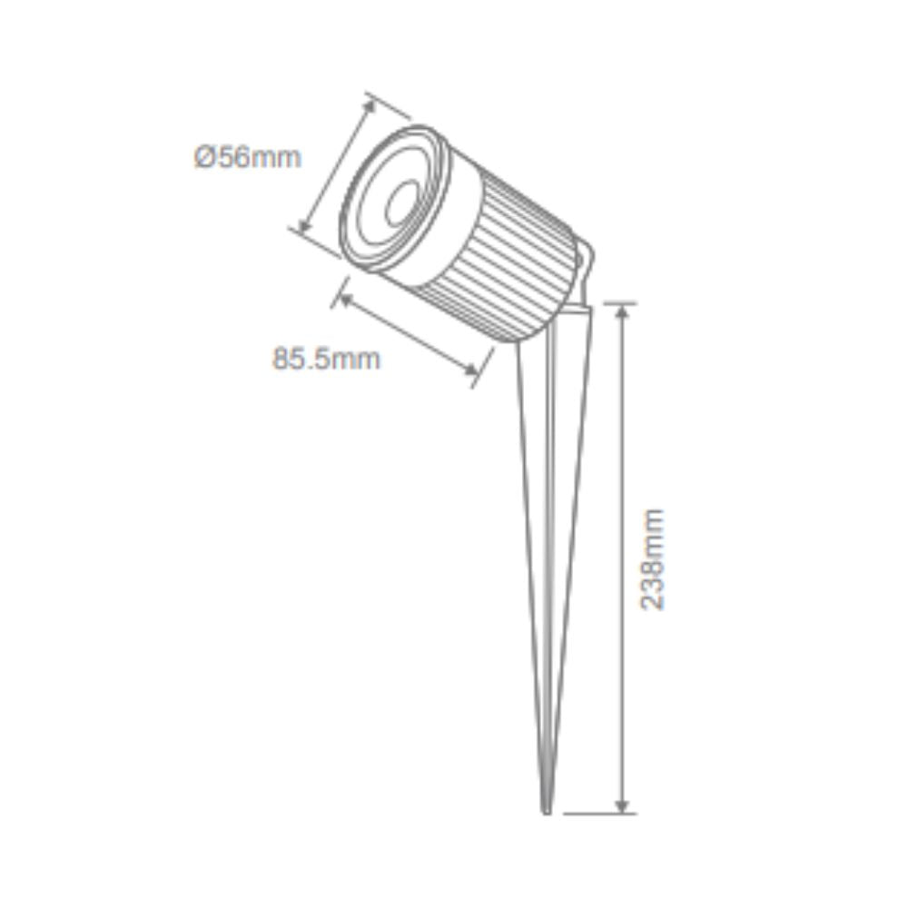 Domus ZOOM-PRO-12 LED Garden Spike Light - 12W, 12/24V, Tri-Colour, Black - DRIVER REQUIRED-Domus Lighting-Ozlighting.com.au
