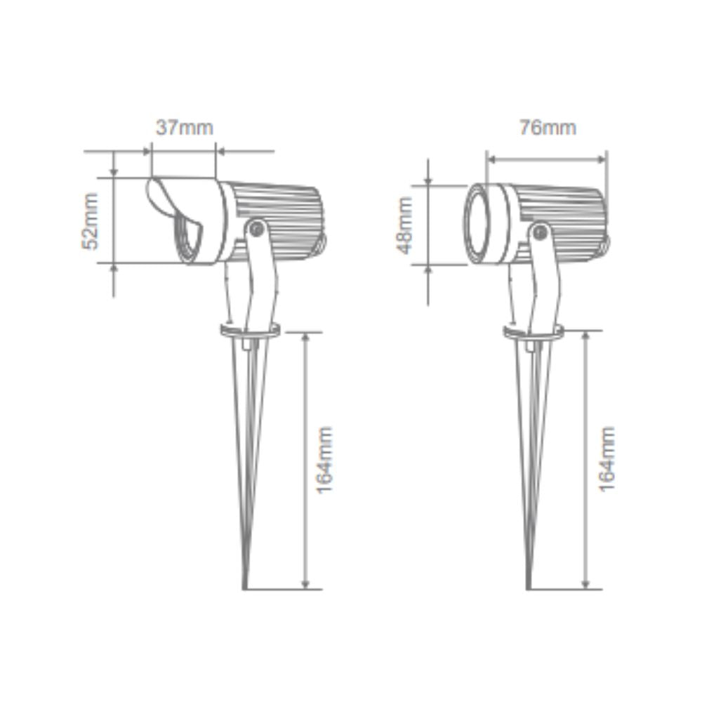 Domus ZOOM-PRO-5 LED Garden Spike Light - 5W, 12/24V, Tri-Colour, Black - DRIVER REQUIRED-Domus Lighting-Ozlighting.com.au