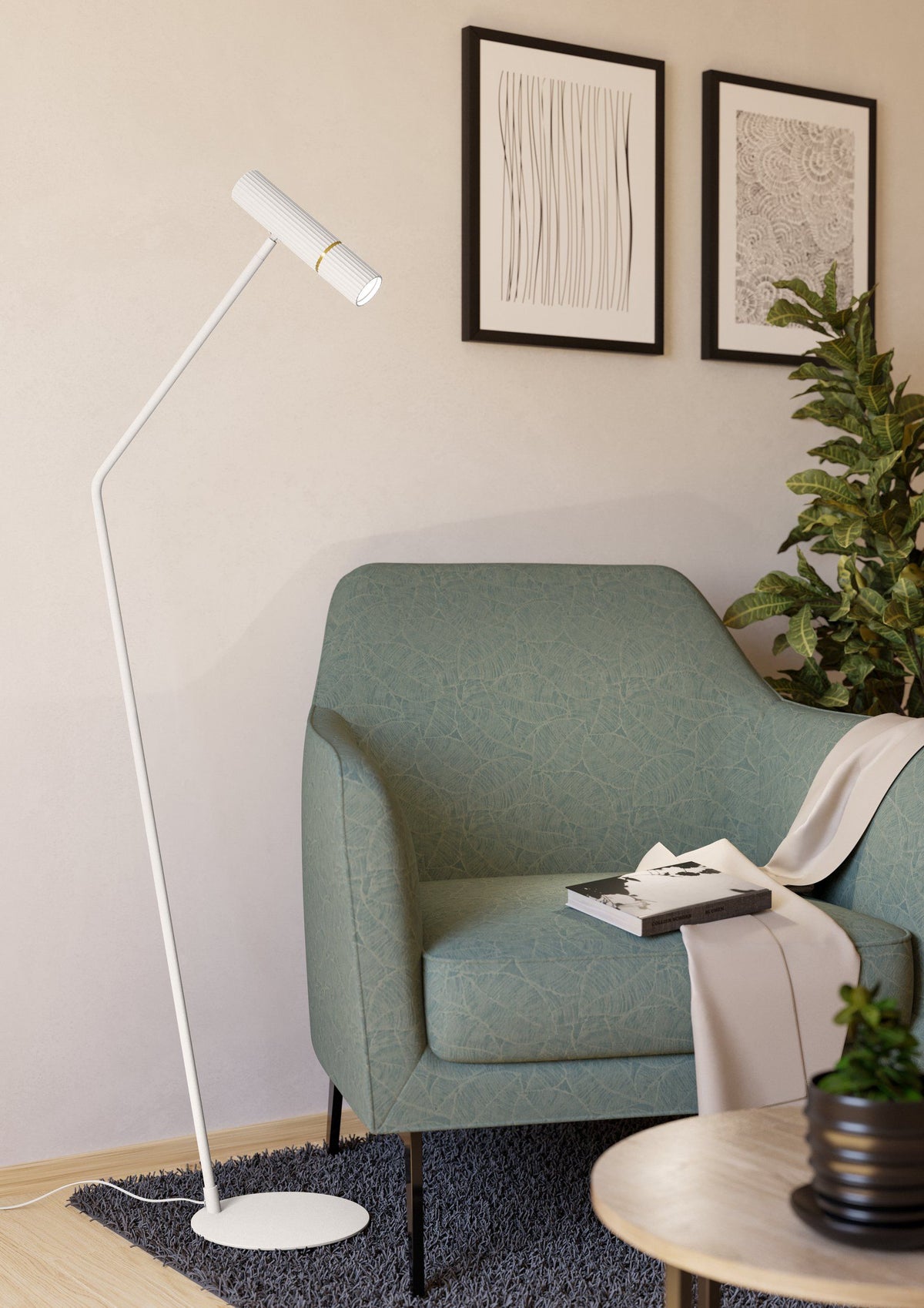 Eglo CAMINIA Floor Lamp - White and Brass-Eglo-Ozlighting.com.au