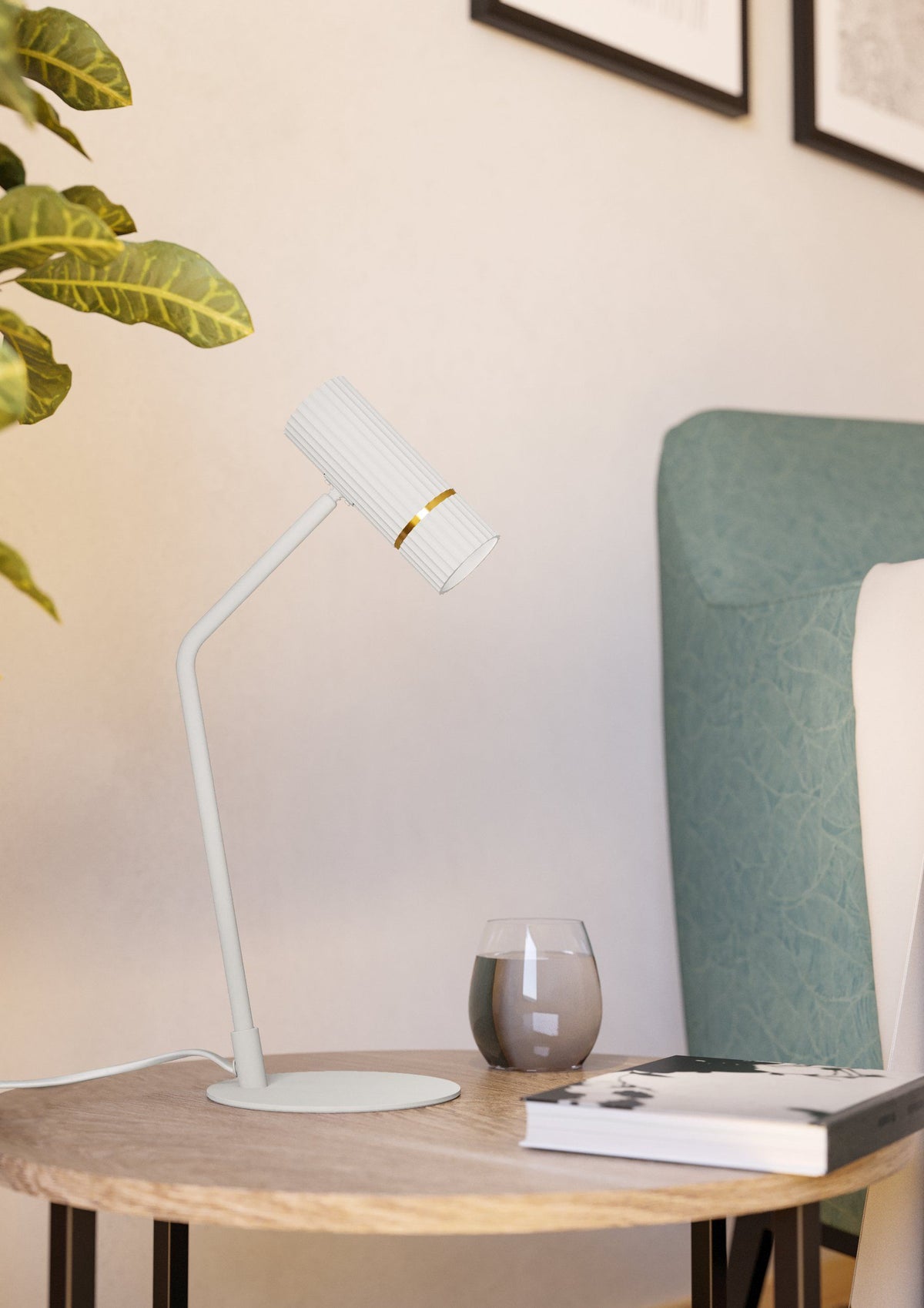 Eglo CAMINIA Table Lamp - White and Brass-Eglo-Ozlighting.com.au