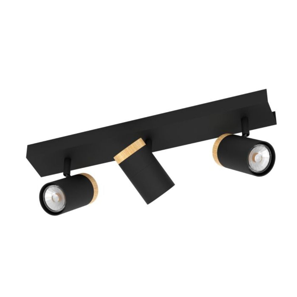 Eglo CARTAGENA - Indoor Steel and Wood GU10 LED Spotiight-Eglo-Ozlighting.com.au