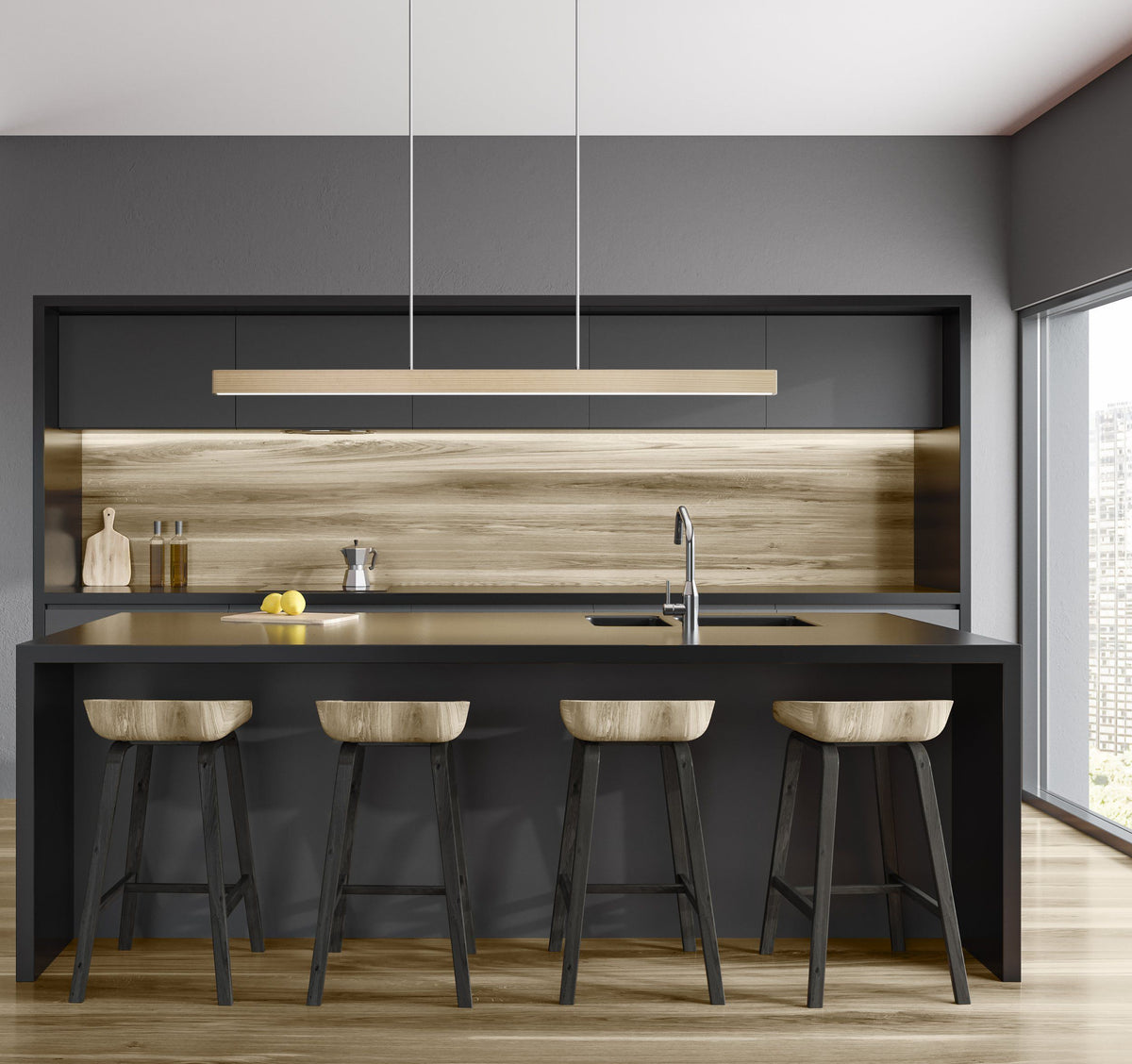 Eglo CLIMENE 3 Tricolour Linear LED Pendant - Light Brown-Eglo-Ozlighting.com.au