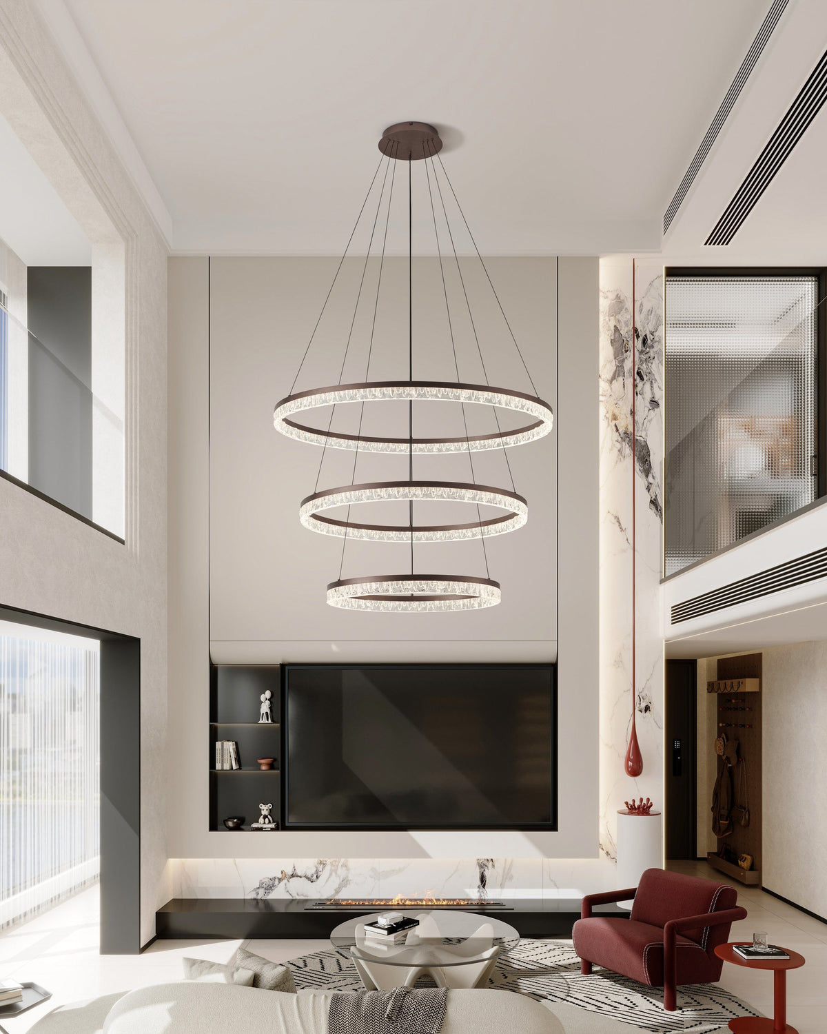Eglo FLORENCIA LED Pendant - 1000mm Tiered Ring, Brown-Eglo-Ozlighting.com.au