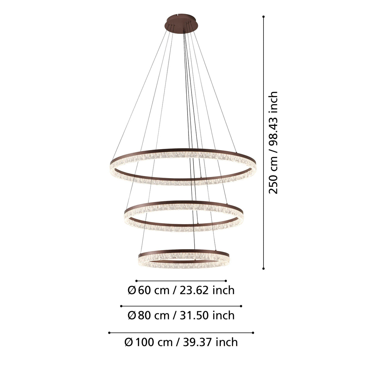 Eglo FLORENCIA LED Pendant - 1000mm Tiered Ring, Brown-Eglo-Ozlighting.com.au