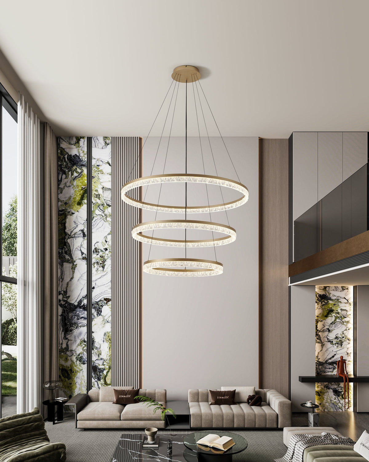 Eglo FLORENCIA LED Pendant - 1000mm Tiered Ring, Gold-Eglo-Ozlighting.com.au