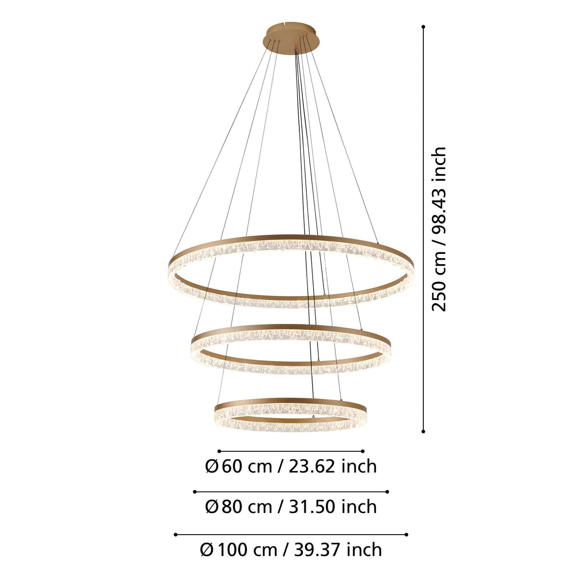 Eglo FLORENCIA LED Pendant - 1000mm Tiered Ring, Gold-Eglo-Ozlighting.com.au