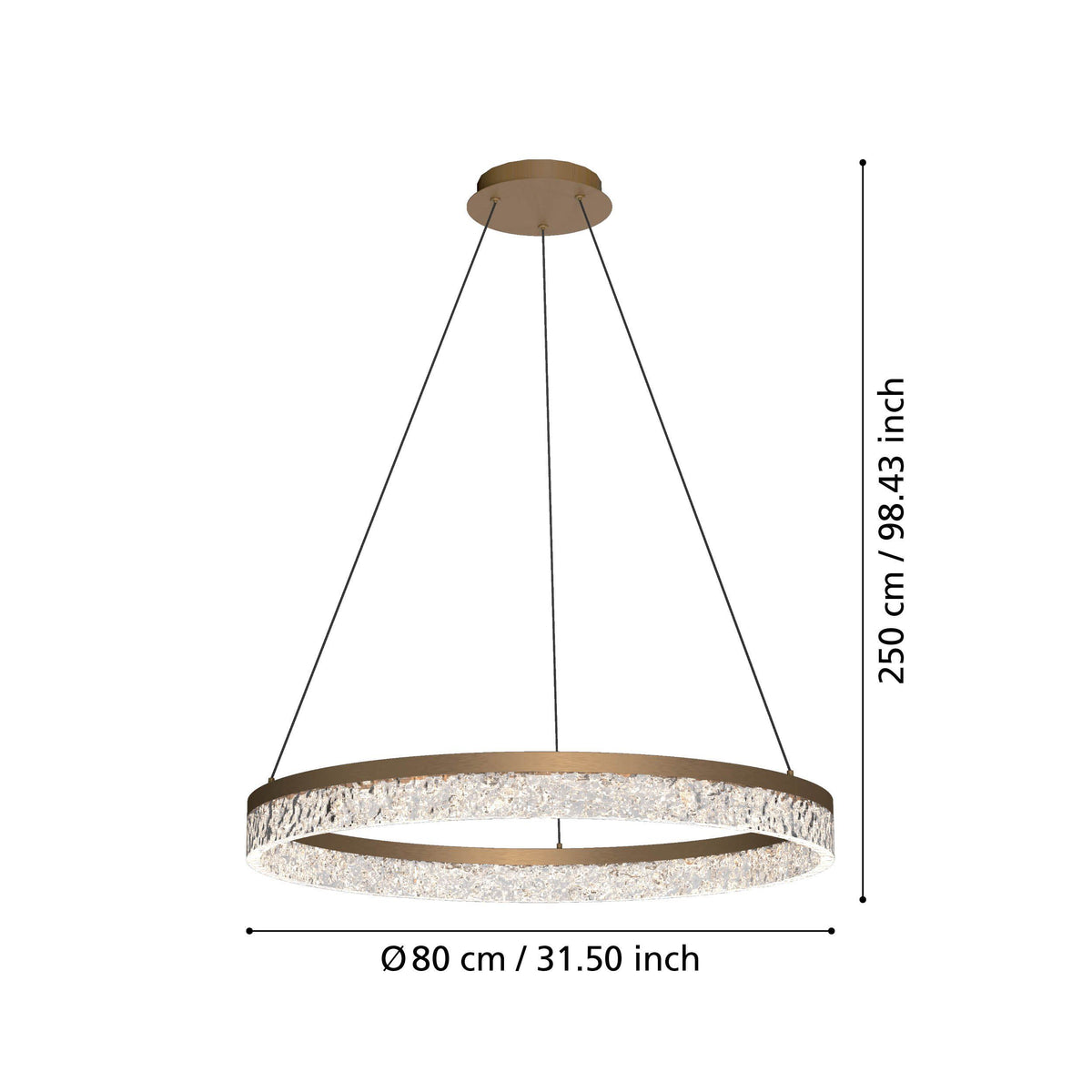 Eglo FLORENCIA LED Pendant - 800mm Ring, Gold-Eglo-Ozlighting.com.au