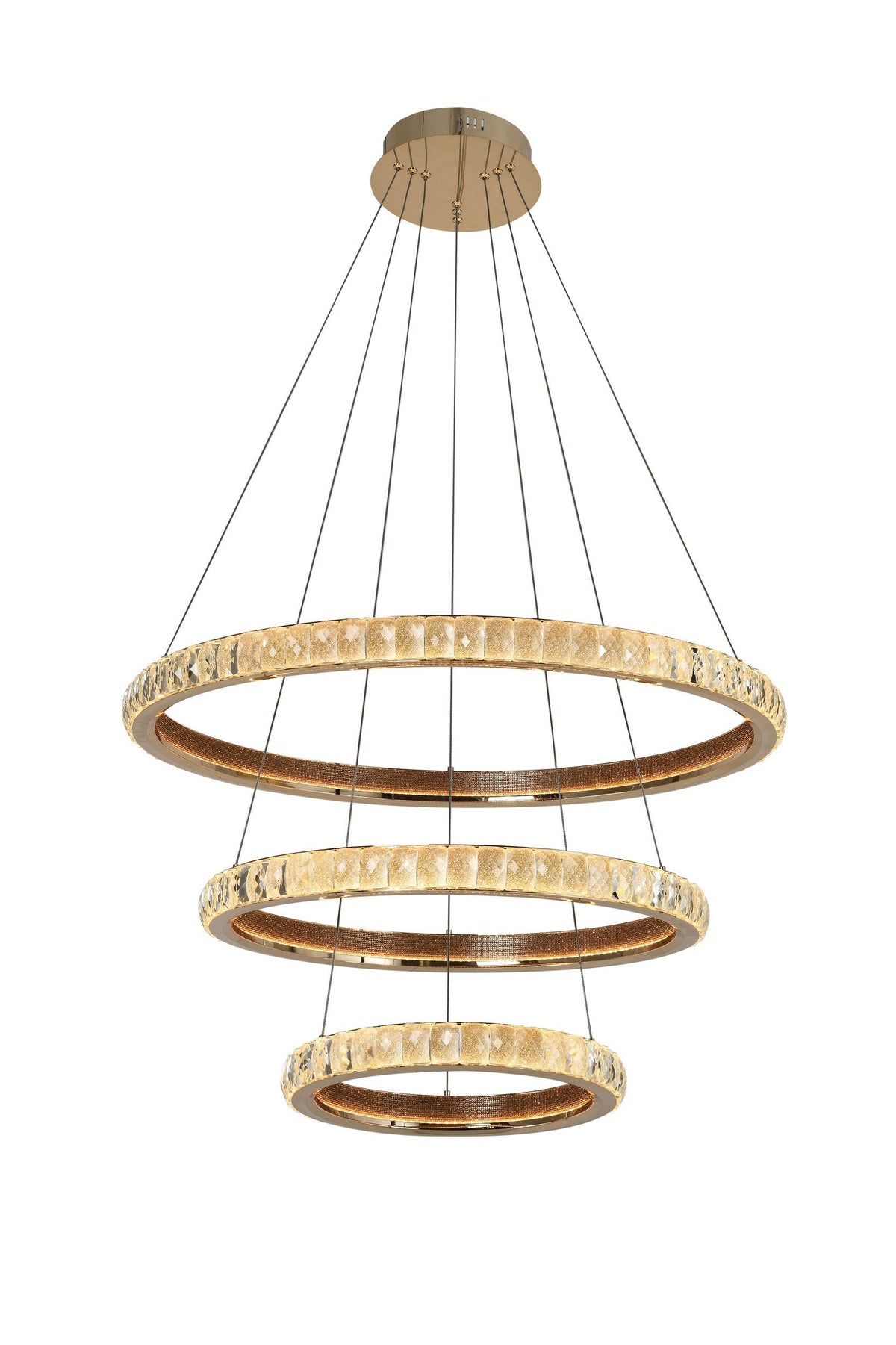 Eglo KATHLEEN LED Pendant - 800mm Triple Ring 103W, Gold-Eglo-Ozlighting.com.au