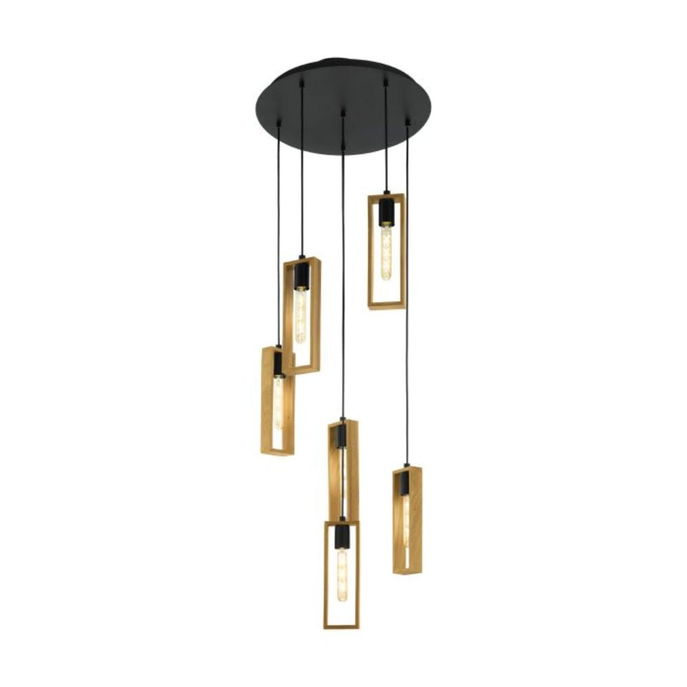 Eglo LITTLETON Pendant - 1/6 Light Wooden-Eglo-Ozlighting.com.au