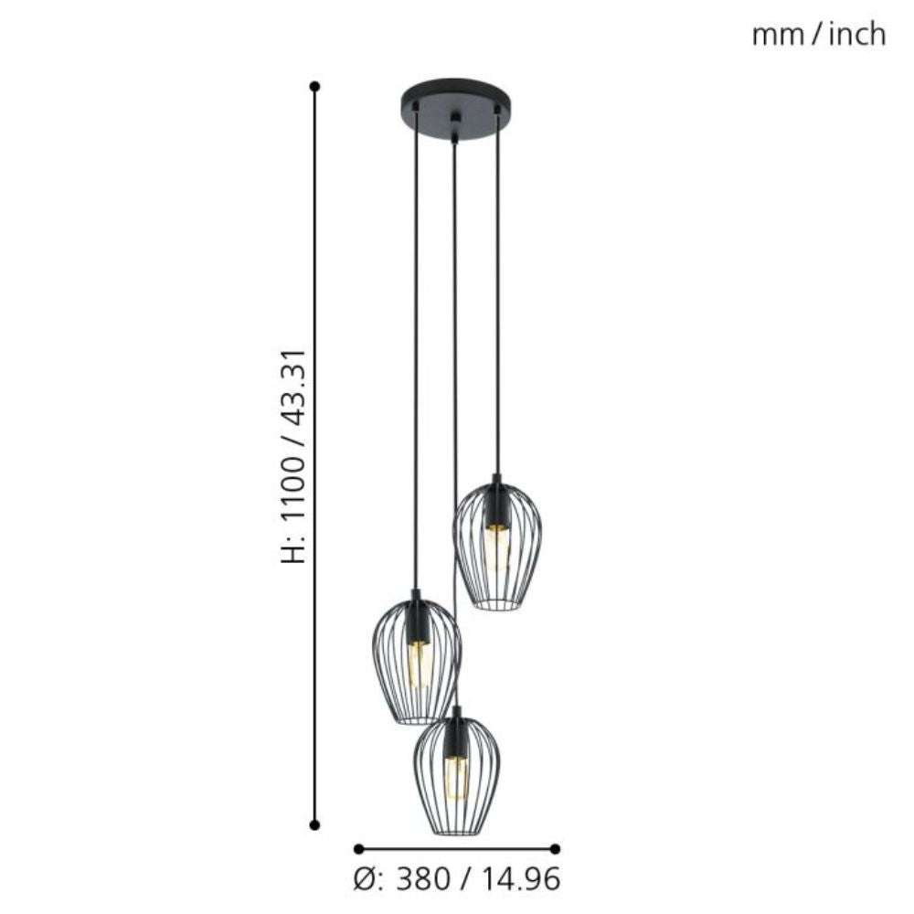 Eglo NEWTOWN - 3 Light Pendant-Eglo-Ozlighting.com.au
