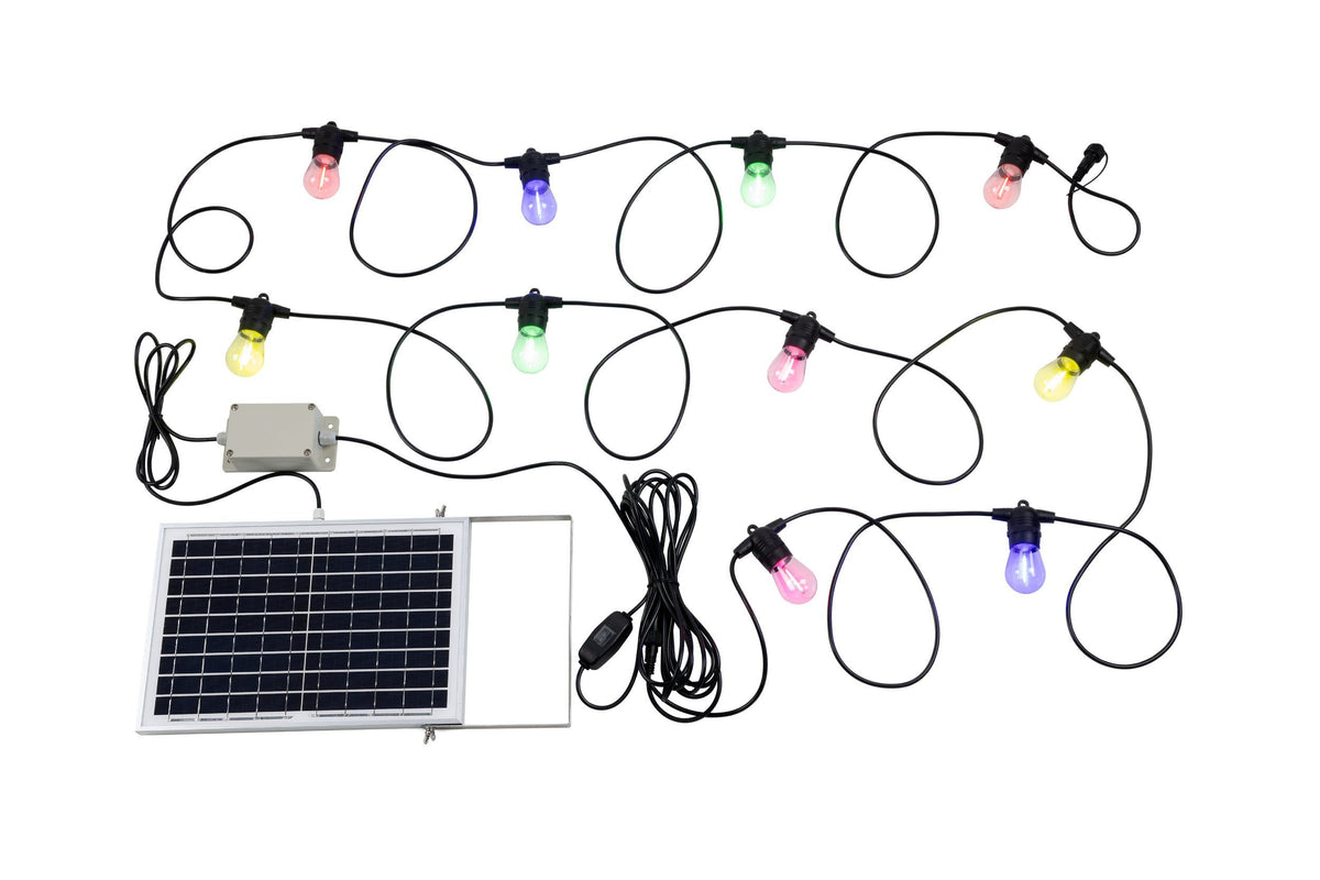 Eglo SOLAR FESTOON LED kit - 10 light, black & multi colour-Eglo-Ozlighting.com.au