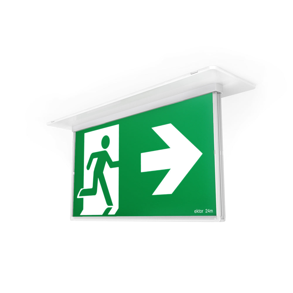 Ektor ONE RAZOR Recessed Emergency Exit Light - 24m, Wireless/DALI-2-Ektor Lighting-Ozlighting.com.au