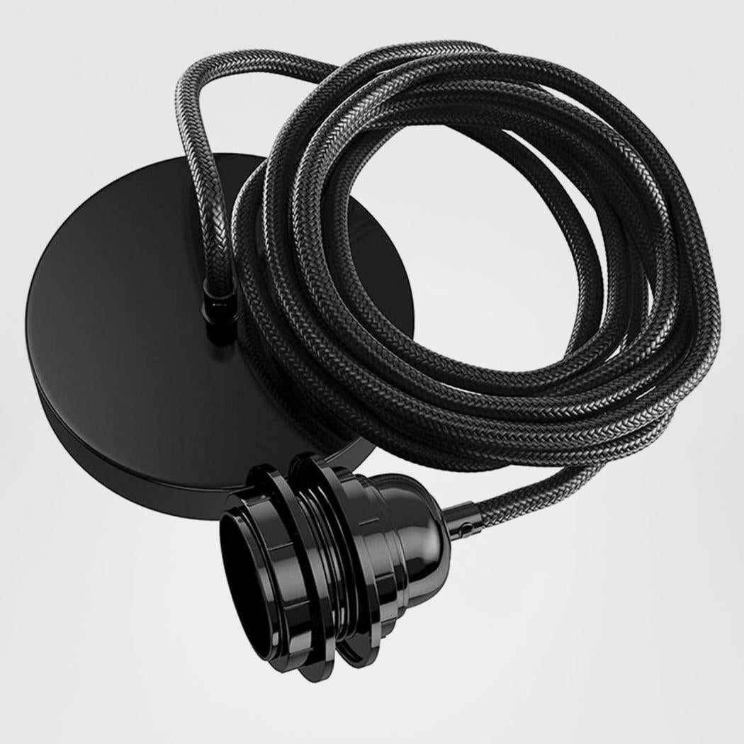 Emac & Lawton Black Cord Drop with E27 Lamp Holder and Canopy - 1.3m-Emac & Lawton-Ozlighting.com.au