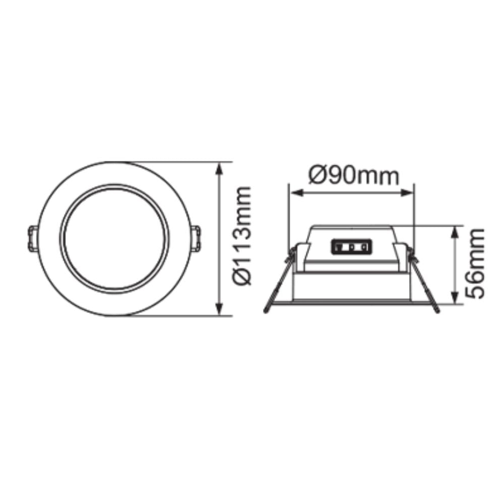 Energetic PLASTIAL LED Downlight - 7W, Tri-Colour, IP54, Recessed, 90mm, 90mm Cutout-Energetic Lighting-Ozlighting.com.au