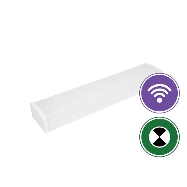 Energetic STELLAR V WIDE - 2FT/4FT Colour-Selectable Multi-Watt Surface Mounted Sensor and Emergency Batten Light IP20-Energetic Lighting-Ozlighting.com.au