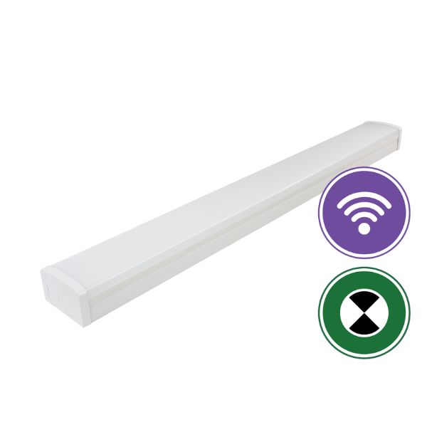 Energetic STELLAR V WIDE - 2FT/4FT Colour-Selectable Multi-Watt Surface Mounted Sensor and Emergency Batten Light IP20-Energetic Lighting-Ozlighting.com.au