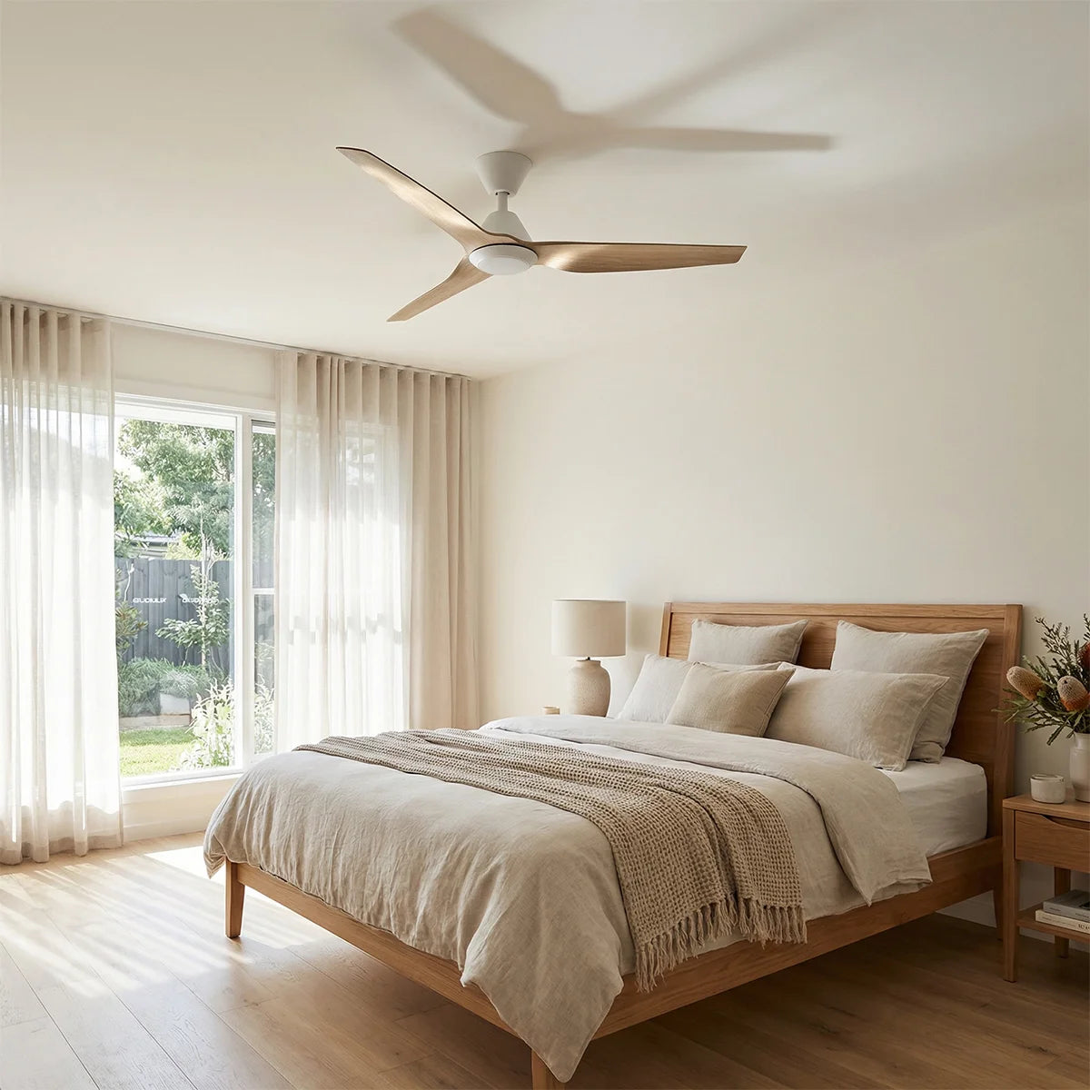 Fanco Infinity iD DC Ceiling Fan - CCT LED Light, White with Beechwood Blades 54″-Fanco-Ozlighting.com.au