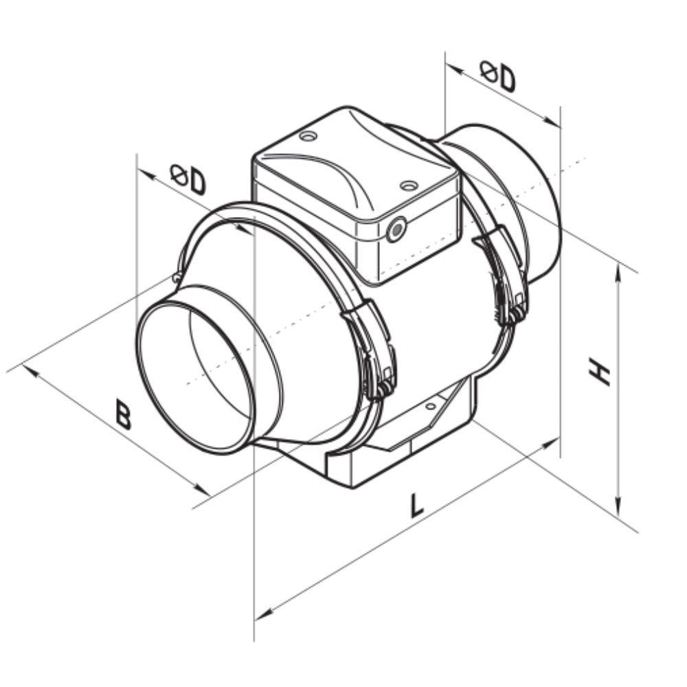 Fanco Mixflow Inline Fan - TT, 150 with Inbuilt Speed Switch & Plug-Fanco-Ozlighting.com.au