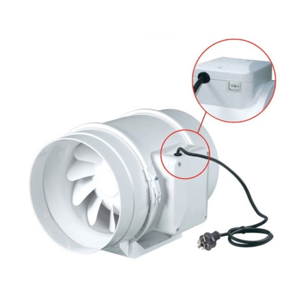 Fanco Mixflow Inline Fan - TT, 150 with Inbuilt Speed Switch & Plug-Fanco-Ozlighting.com.au