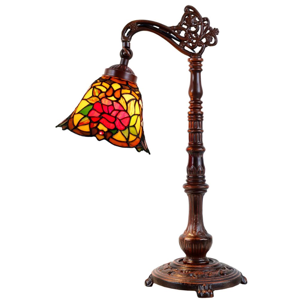 G&G Bros RED CAMELLIA Table Lamp - Edwardian-G&G Bros.-Ozlighting.com.au