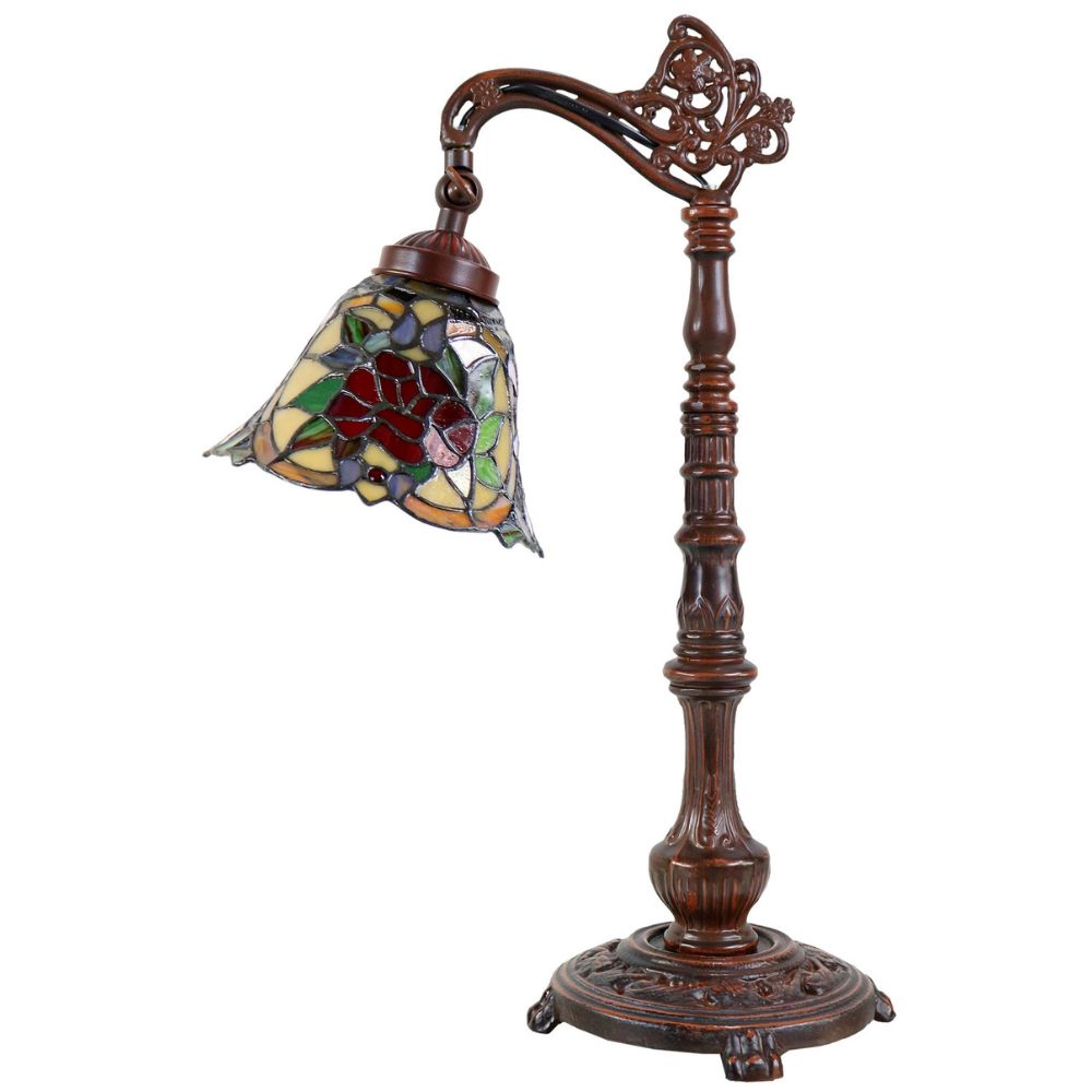 G&G Bros RED CAMELLIA Table Lamp - Edwardian-G&G Bros.-Ozlighting.com.au
