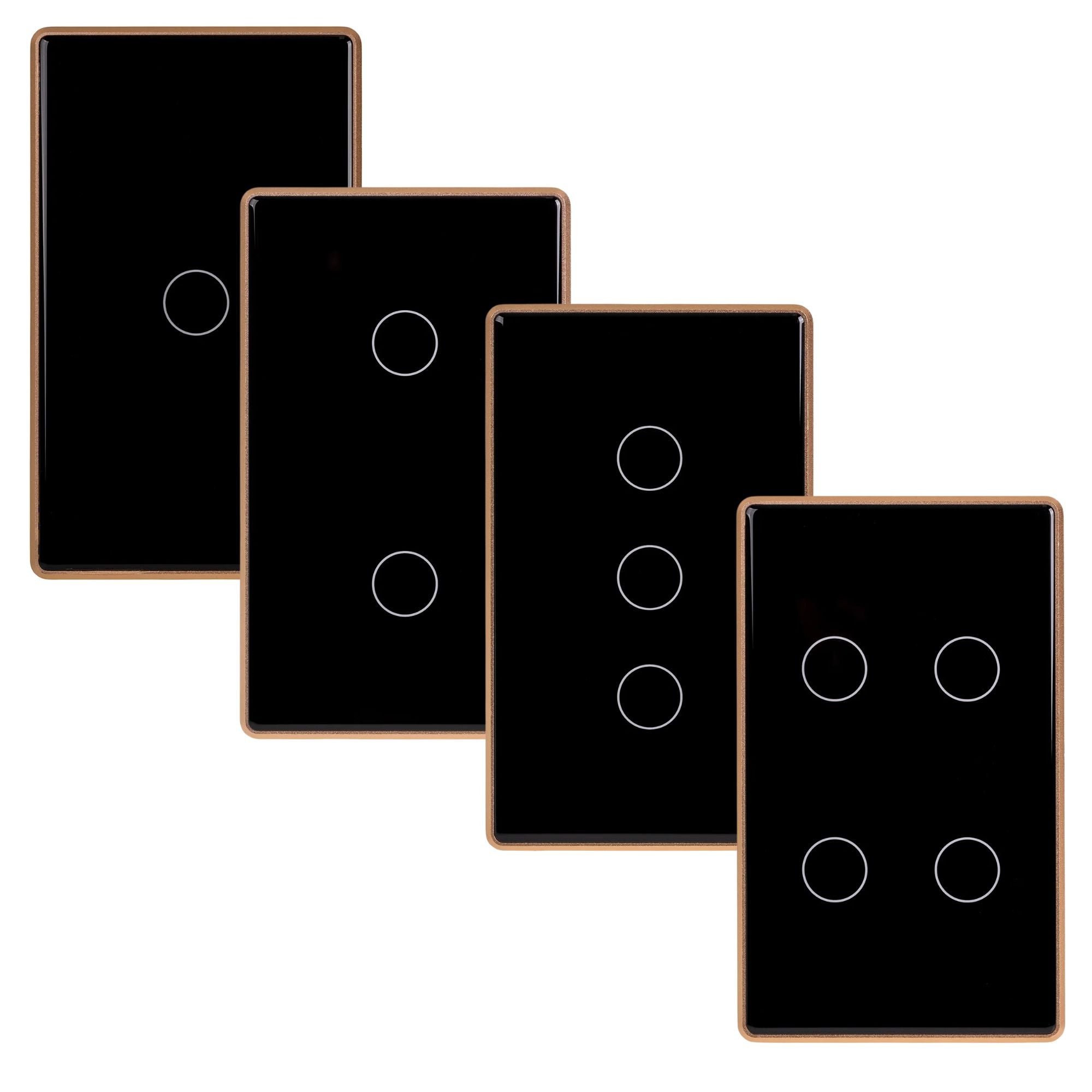 Havit - Black with Gold Trim Wifi Gang Wall Switch-Havit Lighting-Ozlighting.com.au