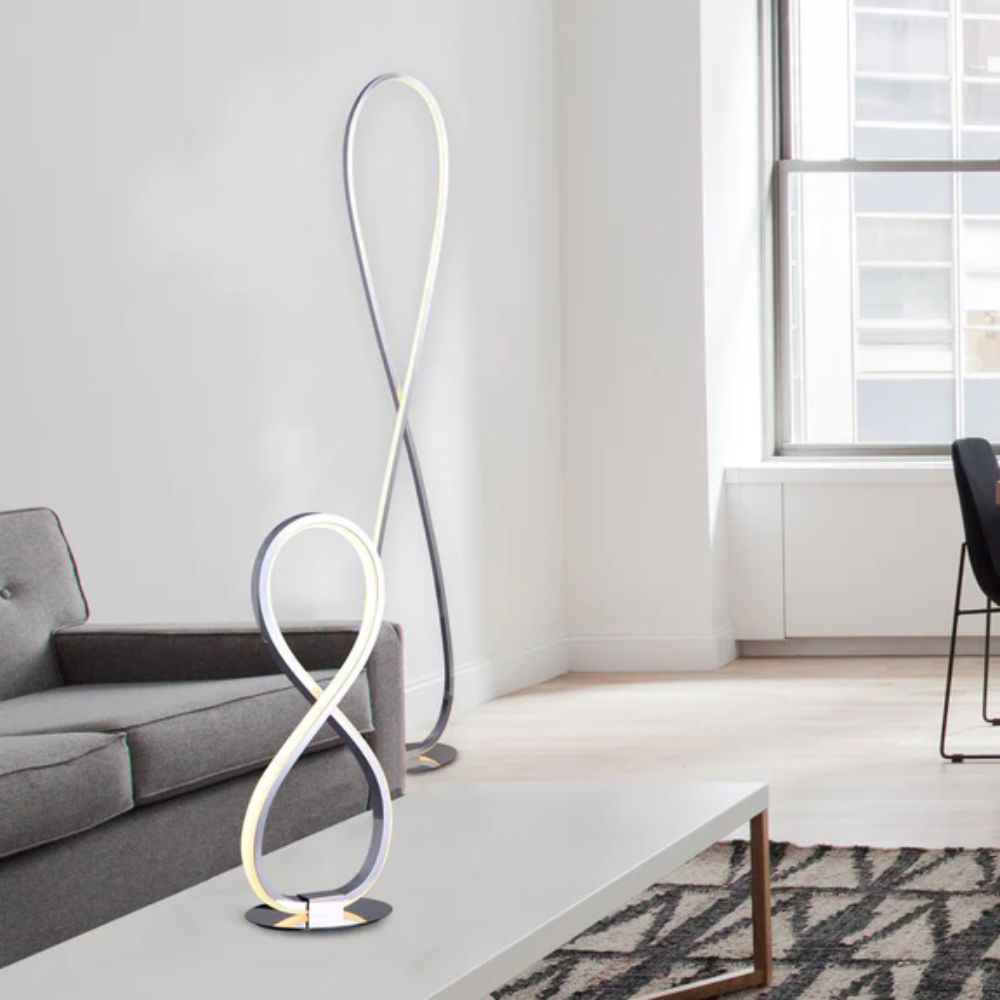 Lexi INFINITE - LED Chrome-Coloured Metal Floor Lamp 2900K-Lexi Lighting-Ozlighting.com.au