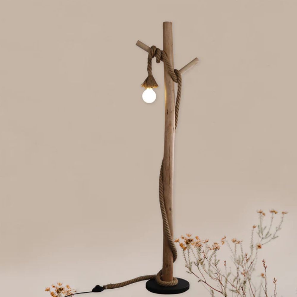 Lexi LEA Floor Lamp - Rope & Wood-Lexi Lighting-Ozlighting.com.au