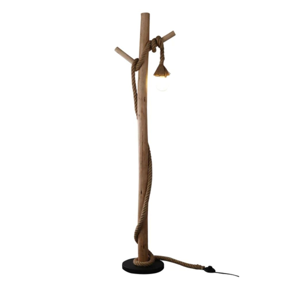 Lexi LEA Floor Lamp - Rope & Wood-Lexi Lighting-Ozlighting.com.au