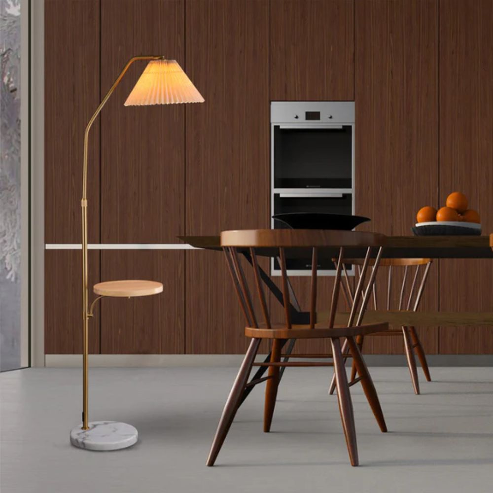 Lexi RANI - Marble & Metal Floor Lamp With Pleated Shade-Lexi Lighting-Ozlighting.com.au