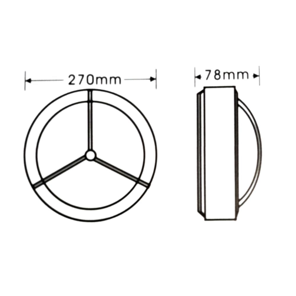 Lummax LM-2001 Bunker Ceiling/Wall Light - 270mm, IP54, Round, Plain Open Fascia, Black-Lummax-Ozlighting.com.au
