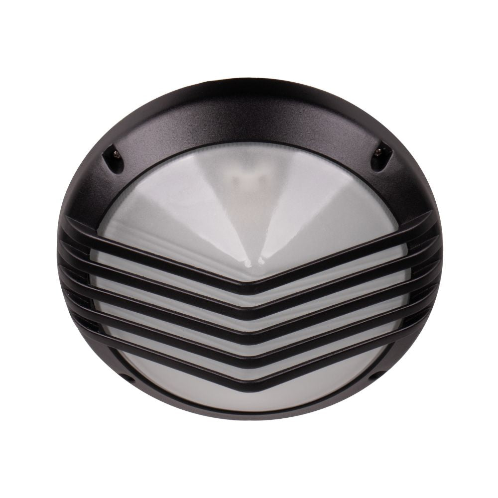 Lummax LM-5002 Bunker Ceiling/Wall Light - 284mm, IP54, Round, Grille, Black-Lummax-Ozlighting.com.au