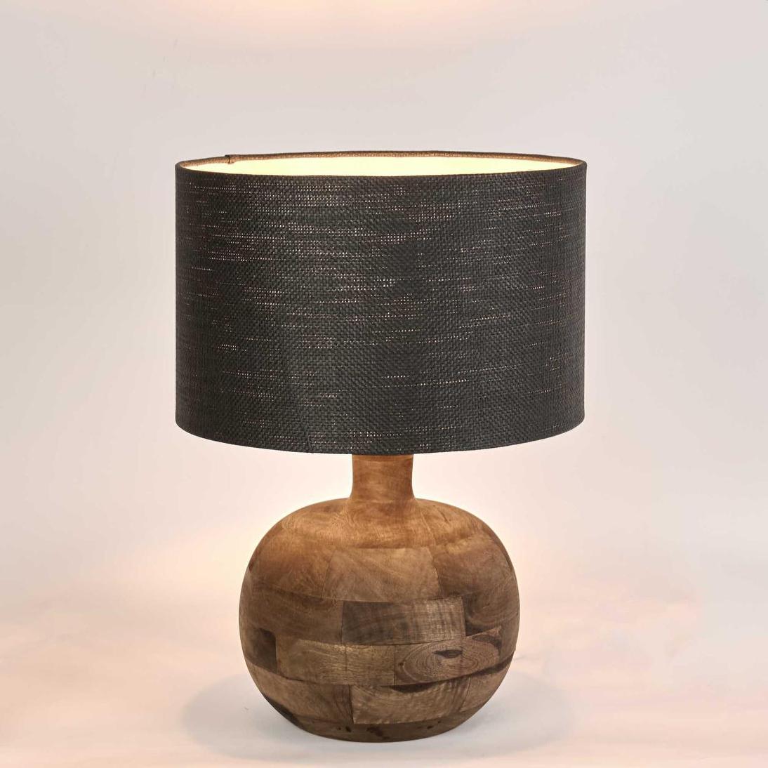 MRD Home ARUM Timber Table Lamp - Black Shade-MRD HOME-Ozlighting.com.au