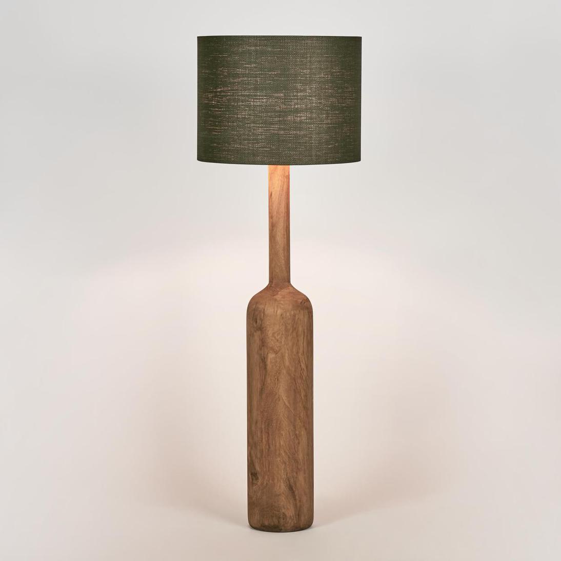 MRD Home FLASK Wood Floor Lamp - Saddle / Black Shade-MRD HOME-Ozlighting.com.au